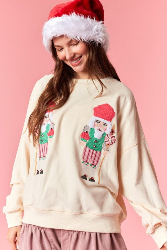 Embroidery Nutcracker Detail Sweater Ivory