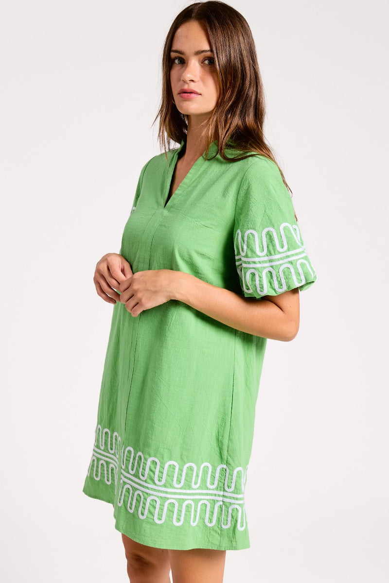 Loopy Trim Ruffle Dress Kelly Green - Southern Fashion Boutique Bliss Loopy Trim Ruffle Dress Kelly Green - Southern Fashion Boutique Bliss