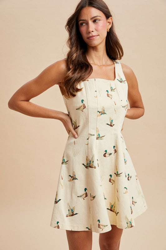mallard green dress Print Paneled Mini Ivory Choose Made to measure Color:Red CM0112 Christmas dress fits 18