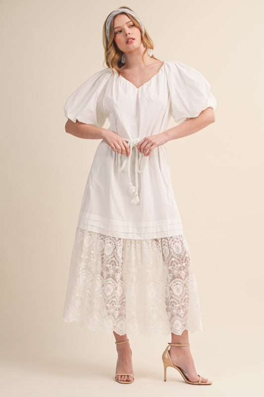 sunday kinda love puff sleeve lace dress white Karlie Lace Off-The-Shoulder Puff Sleeve Mini Dress Shop American Threads Women's Trendy Online Boutique White / S