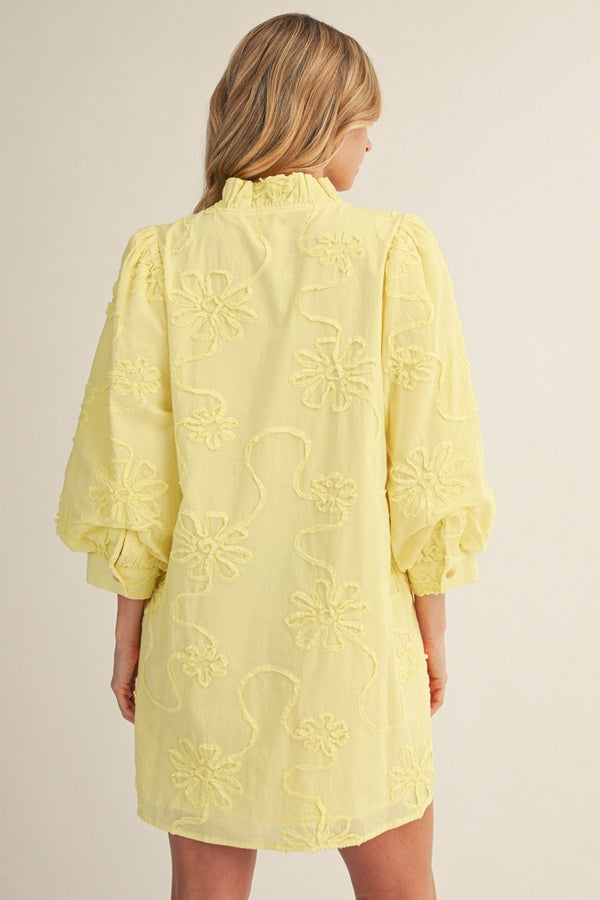 yellow lace dress long sleeve Lace Ruffled Long Sleeve Tiered Mini Dress Skyblue