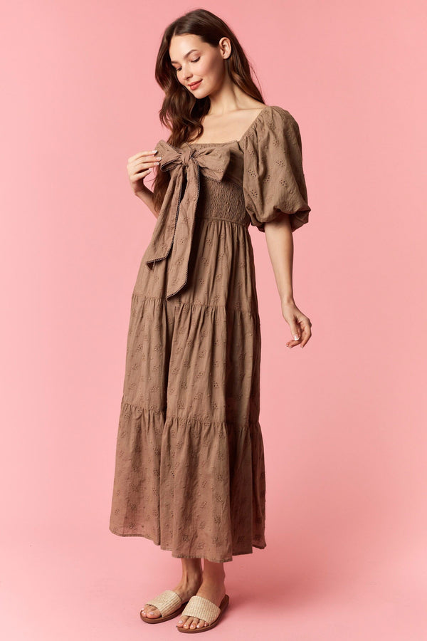 Balloon Sleeve Pleated Midi Dress Pink Bloom - Southern Fashion Boutique  Bliss