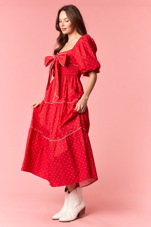 chinese dress ladies Cotton Poplin Color Block Maxi Dress Red/White/Blue