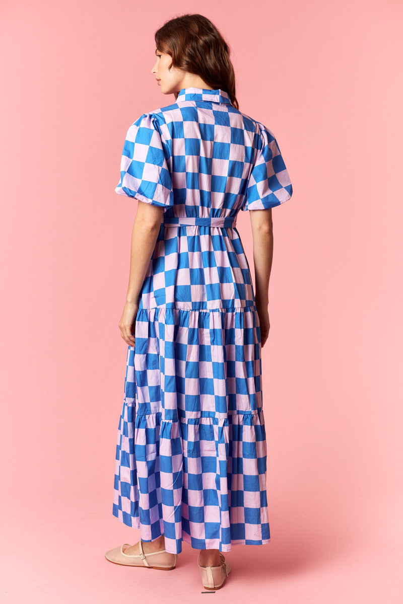 pink blue maxi dress Checker Printed Blue/Pink Hanfu Style this gorgeous green accepting that well Atria Signature Colors:Linen