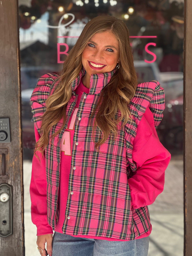 Quilted Plaid Print Vest Pink - Southern Fashion Boutique Bliss