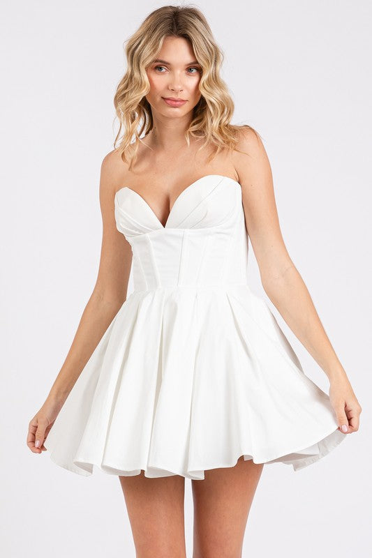 Strapless Corset Mini Dress Ivory - Southern Fashion Boutique Bliss Strapless Corset Mini Dress Ivory - Southern Fashion Boutique Bliss