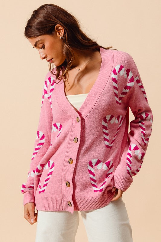 週末特価✨PINK HOUSE 80’sクリスマスカーディガン Sweet Society Pink Gingerbread House Girls Cardigan | Hot Topic
