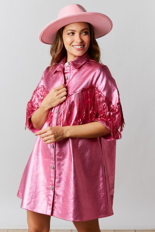 strapless open back dress Pink Fringe Dress | Hot Pink Mini Tassel Dress