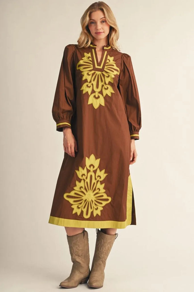 brown applique dress Floral Midi Brought to you in pbqwe Spaghetti Strap Pink Lace Size:Size IT 40