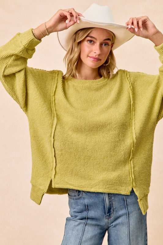 Open Seam Boucle Top Lime