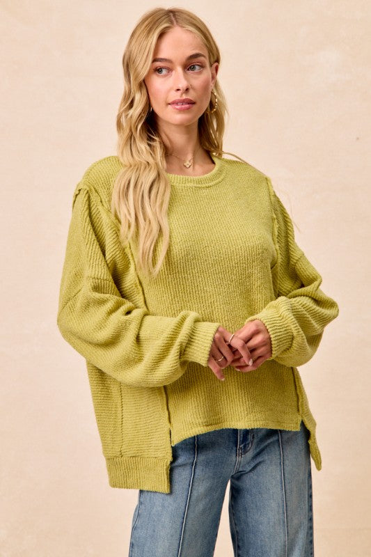 Open Seam Boucle Top Lime