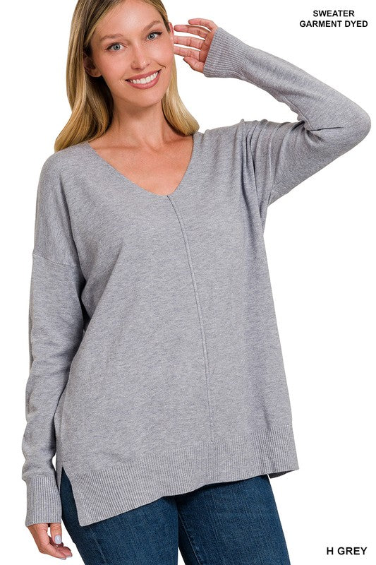 Front Seam Sweater Heather Grey