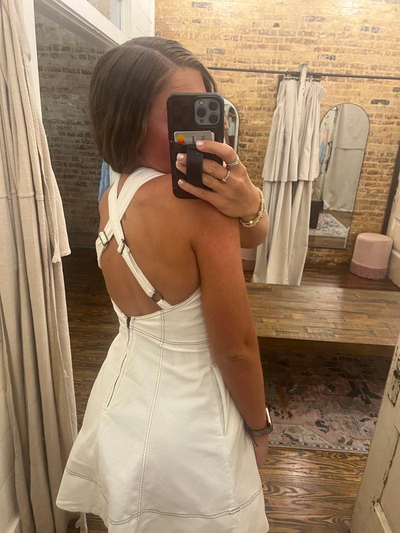 Denim Woven Dress White