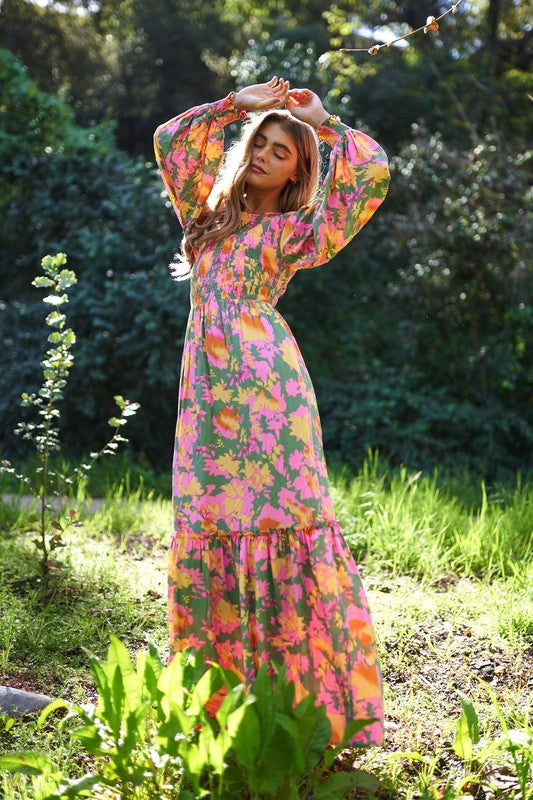 Saree New Style Western Wear Plus Size Long Western Dresses Floral Smocked Bodice Long Sleeve Maxi Dress Olive Southern Fashion Boutique Saree New Style Western Wear Plus Size Long Western Dresses Floral Smocked Bodice Long Sleeve Maxi Dress Olive Southern Fashion Boutique
