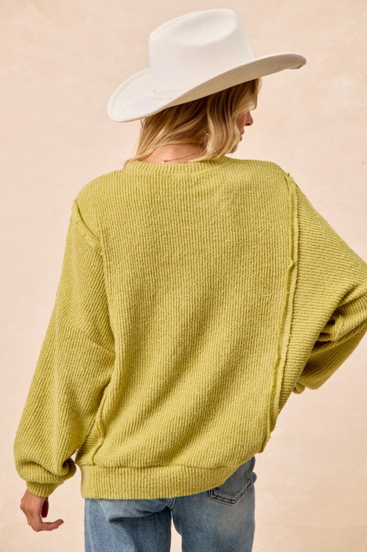 Open Seam Boucle Top Lime