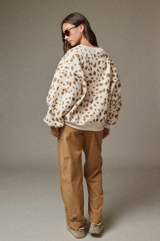 Animal Print Sweater Cream