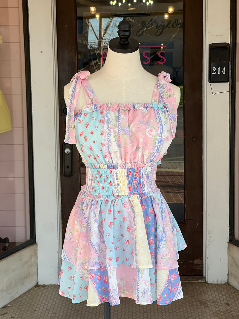 Floral Printed Double Layer Romper Pastel