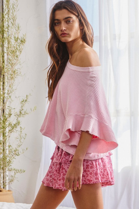 Tiered Floral Mini Skirt Pink