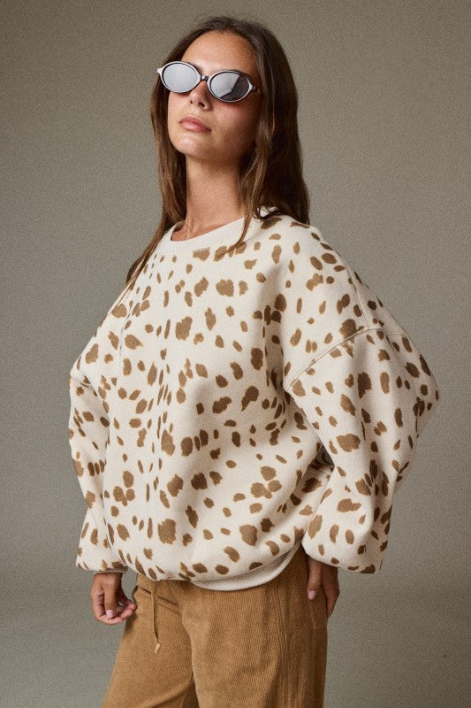 Animal Print Sweater Cream