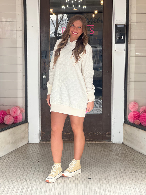 Quilted Mini Dress w/Hoodie Off White