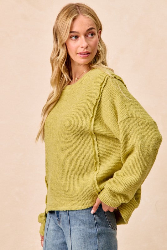 Open Seam Boucle Top Lime