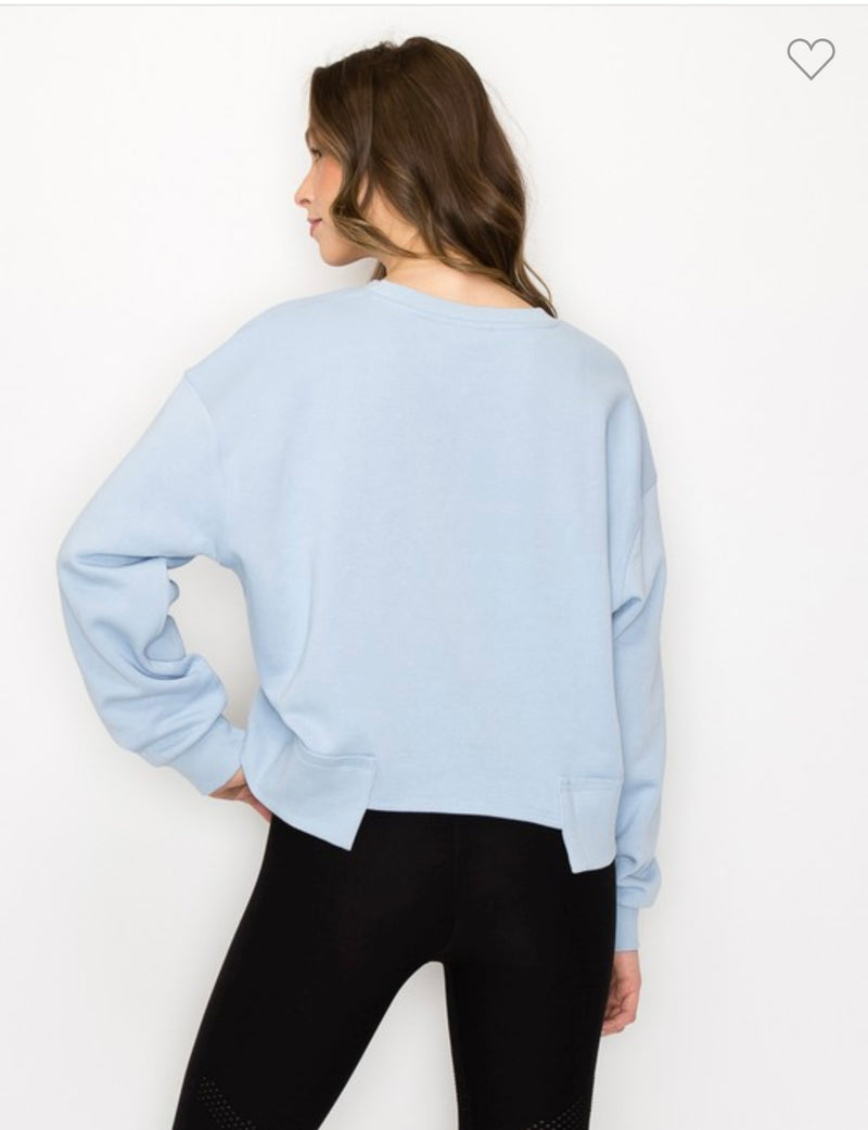 Oversized Cropped Sweatshirt Blue