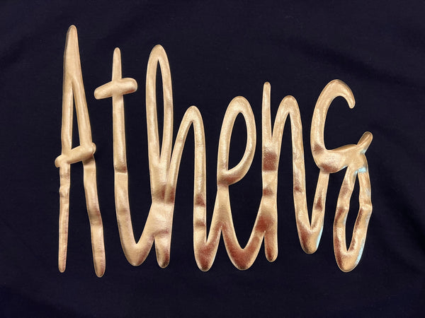 Athens Cursive Puff Sweatshirt Black