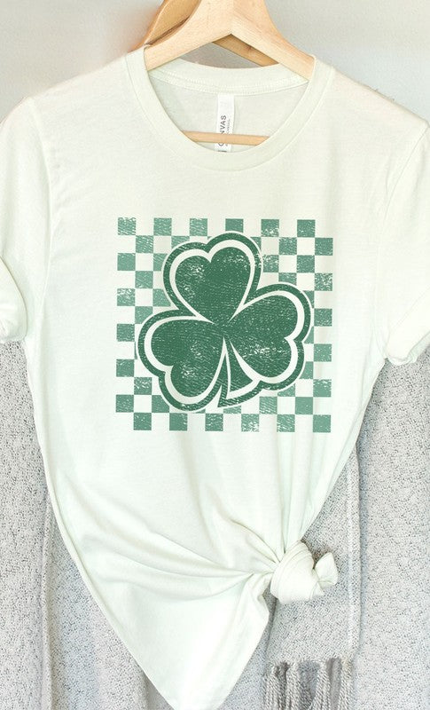 Checkerboard Lucky Shamrock Tee Citron