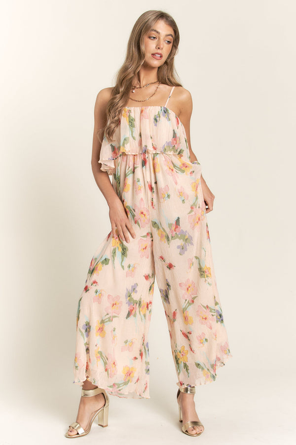 Chic Floral Flowy Jumpsuit Spring Garden