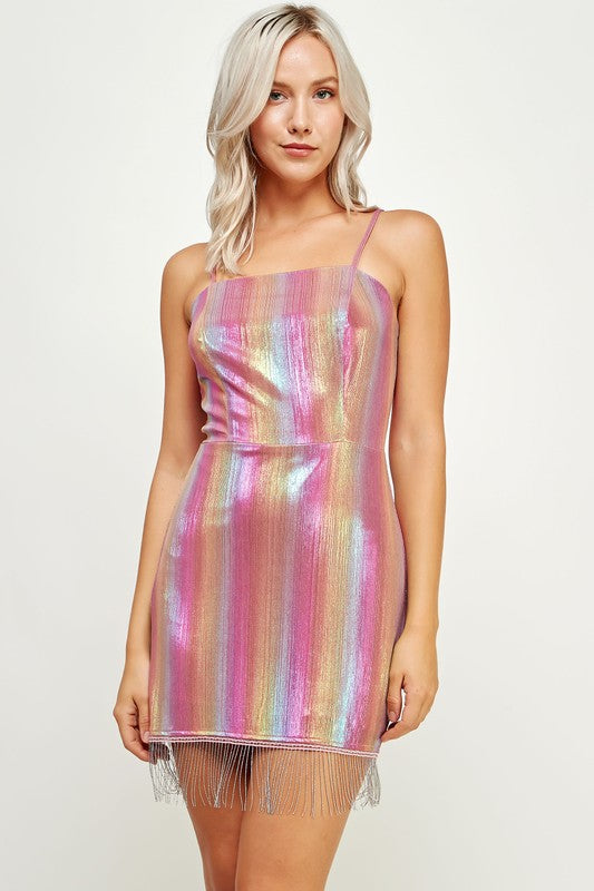 rainbow beaded dress Any Old Iron Rainbow Cha Cha Dress XL
