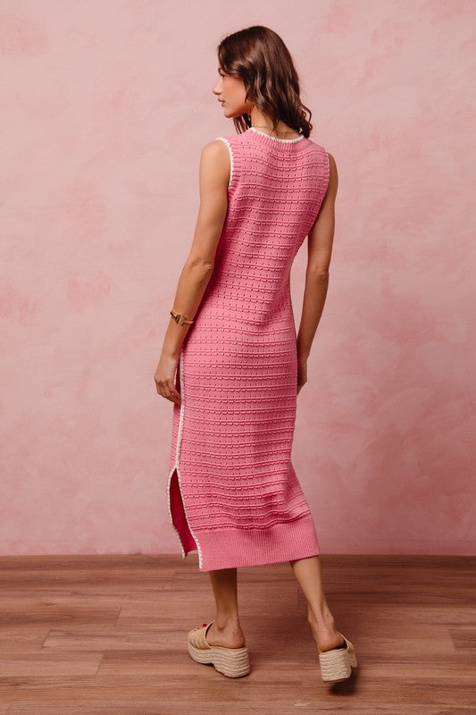 Pointelle Knitted Sweater Midi Dress Pink - Southern Fashion Boutique Bliss Pointelle Knitted Sweater Midi Dress Pink - Southern Fashion Boutique Bliss