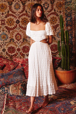 Side Cutout Midi Dress Ivory - Southern Fashion Boutique Bliss Side Cutout Midi Dress Ivory - Southern Fashion Boutique Bliss