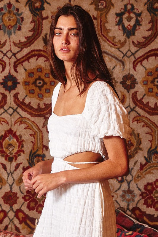 Side Cutout Midi Dress Ivory