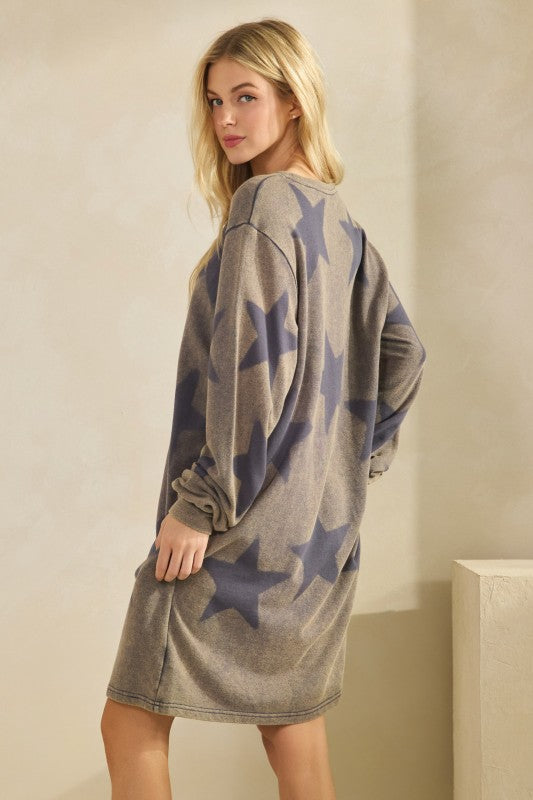 Starry Ease Fleece Dress Navy