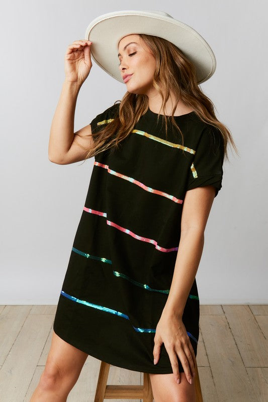 rainbow black dresses Sequin Dress Black Dress With Hidden Rainbow Black Iridescent Maxi Dress Maxi Dresses Saved By The Dress