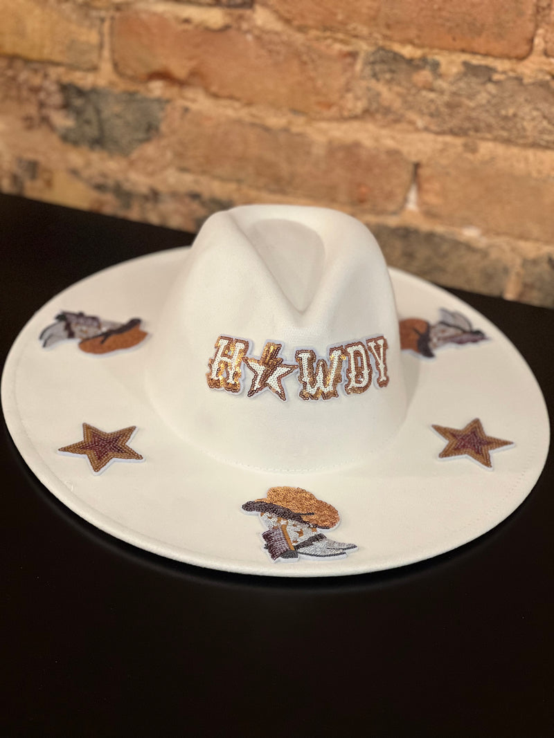 Howdy Sequins Patch Cowboy Hat Ivory