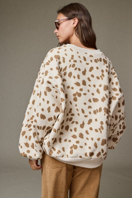 Animal Print Sweater Cream
