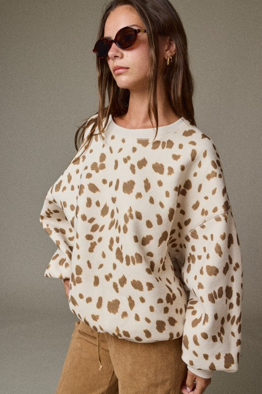 Animal Print Sweater Cream