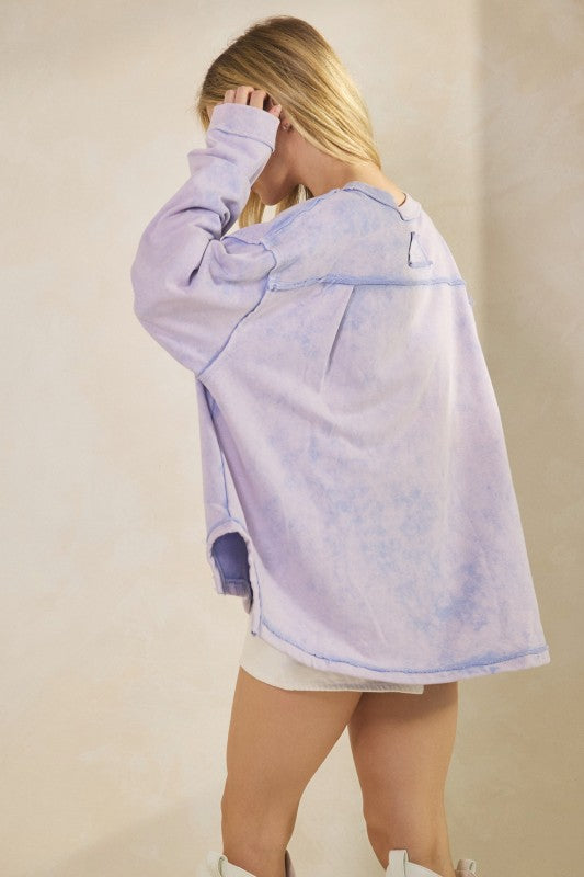 Whimsy Bow Sweatshirt Top Lavender