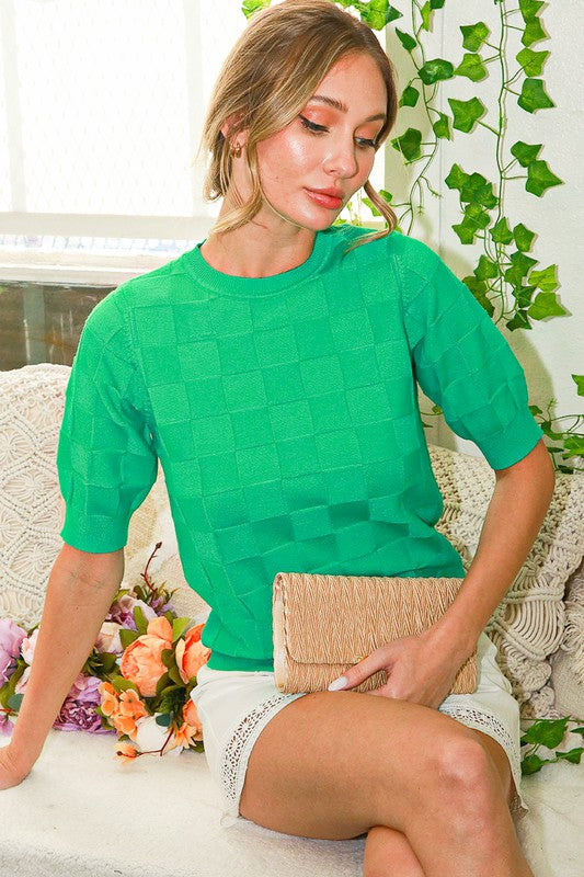 Textured Sweater Top Green