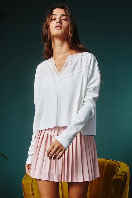 Loose Fit Cropped Top Ivory/Taupe