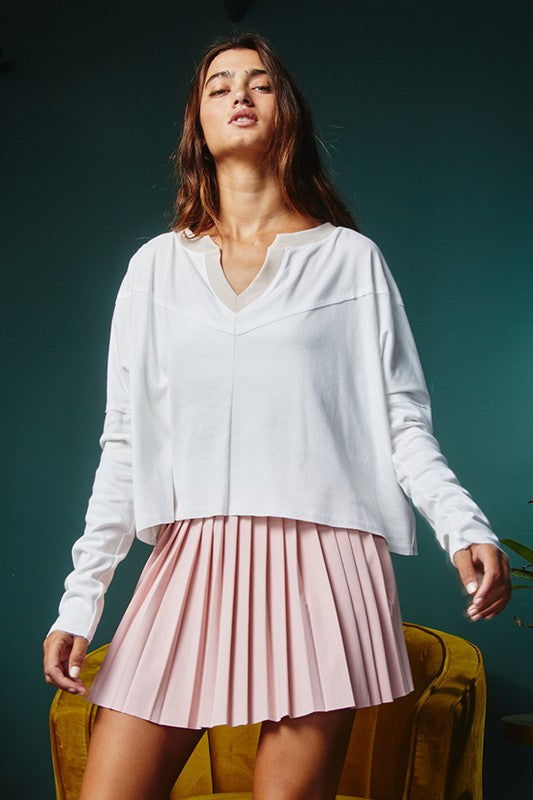 Loose Fit Cropped Top Ivory/Taupe