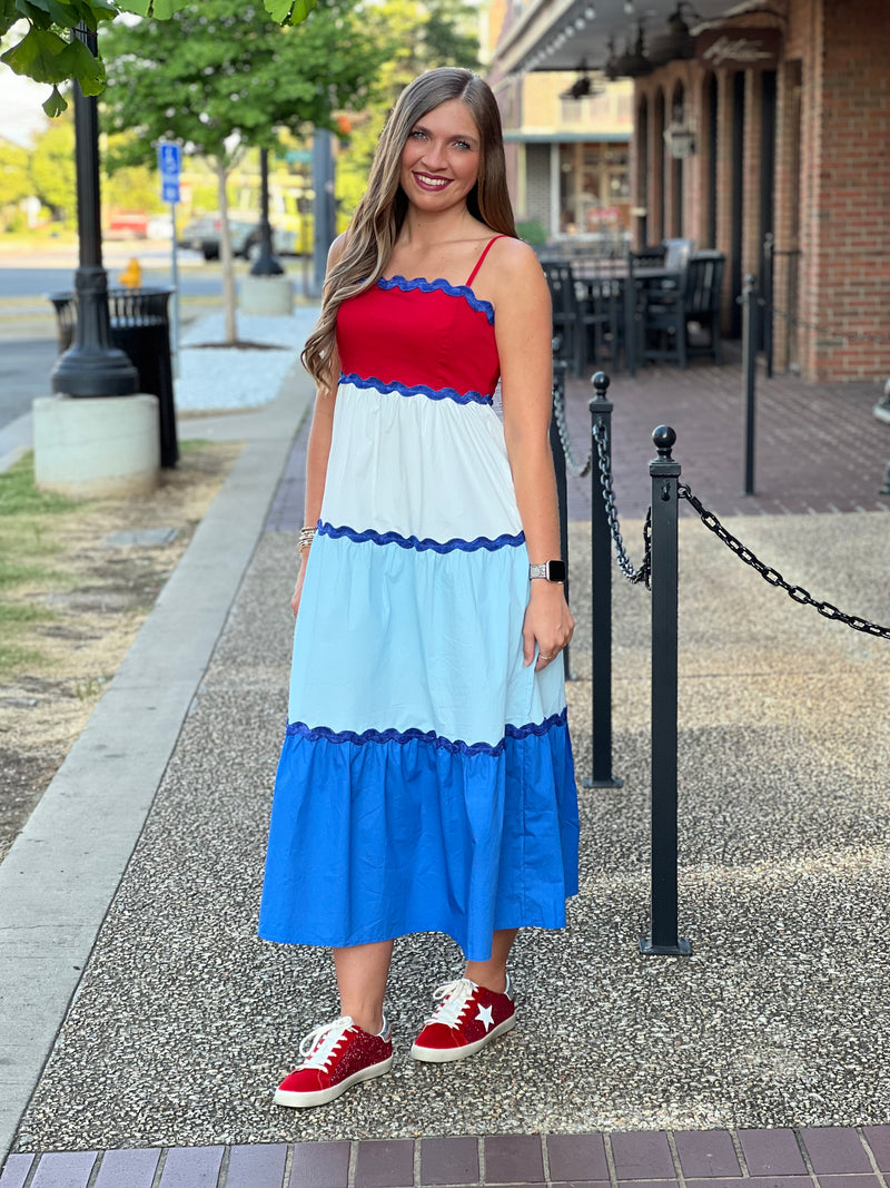 Cotton Poplin Color Block Maxi Dress Red/White/Blue - Southern Fashion Boutique Bliss Cotton Poplin Color Block Maxi Dress Red/White/Blue - Southern Fashion Boutique Bliss