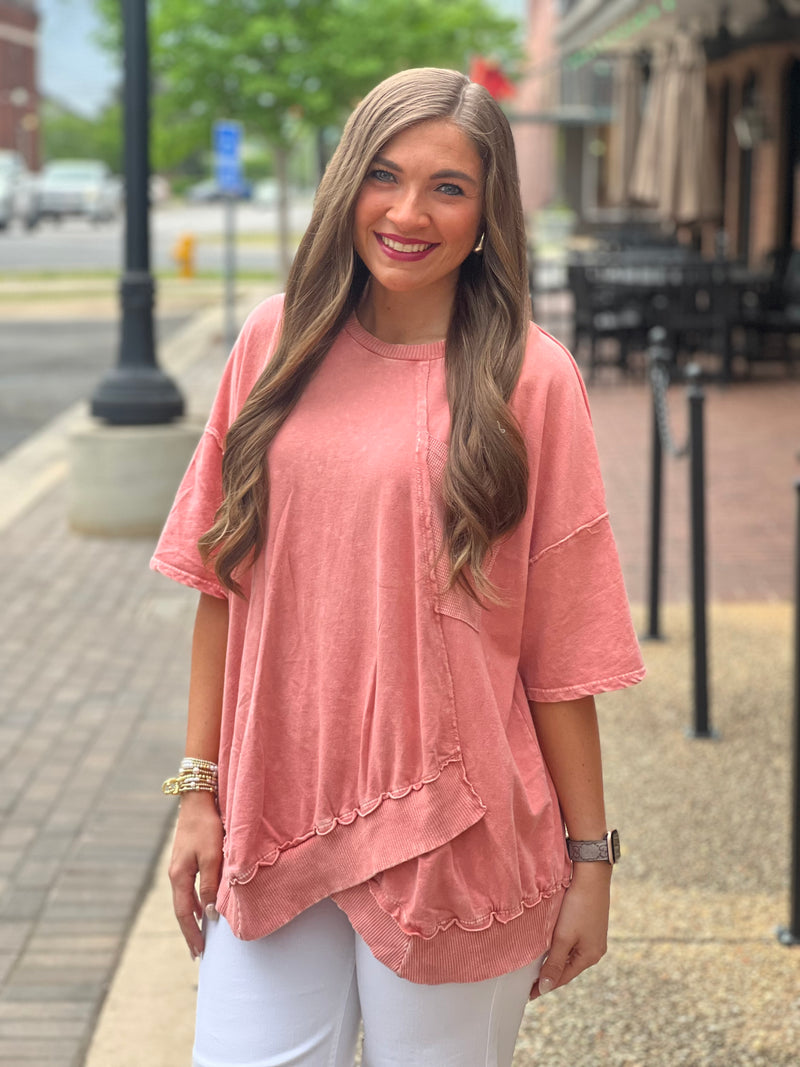 Asymmetrical Crossover Top Apricot