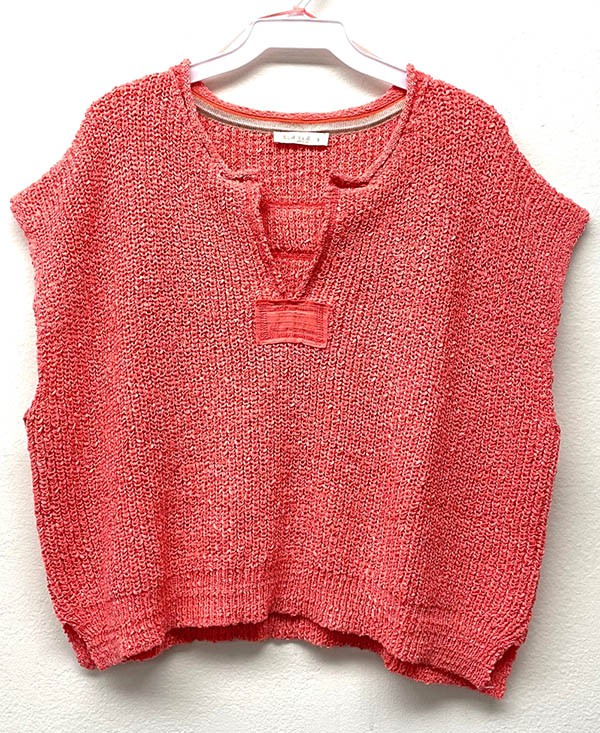Patch Sleeveless Sweater Coral