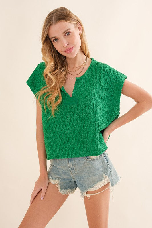 Patch Sleeveless Sweater Green