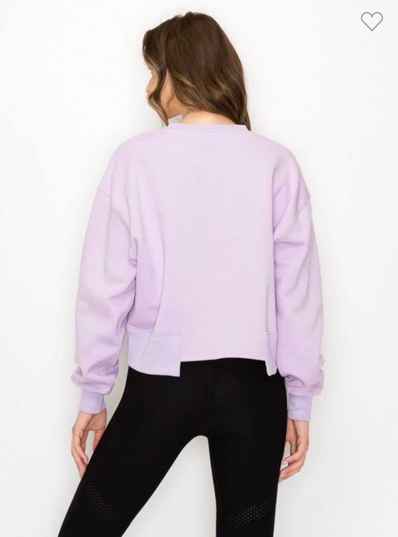 Oversized Cropped Sweatshirt Purple