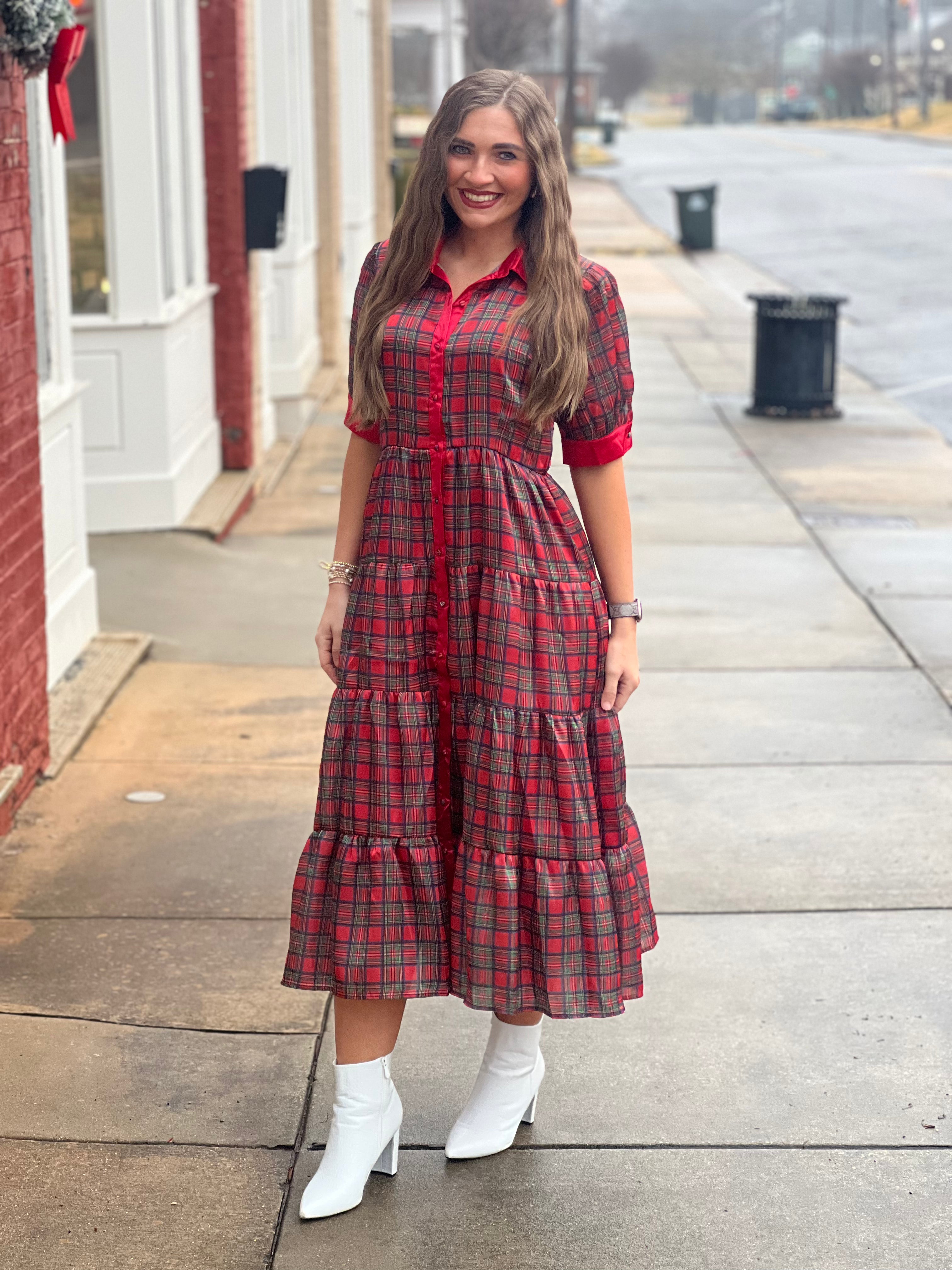 Christmas Plaid Dress - Southern Fashion Boutique Bliss Christmas Plaid Dress - Southern Fashion Boutique Bliss