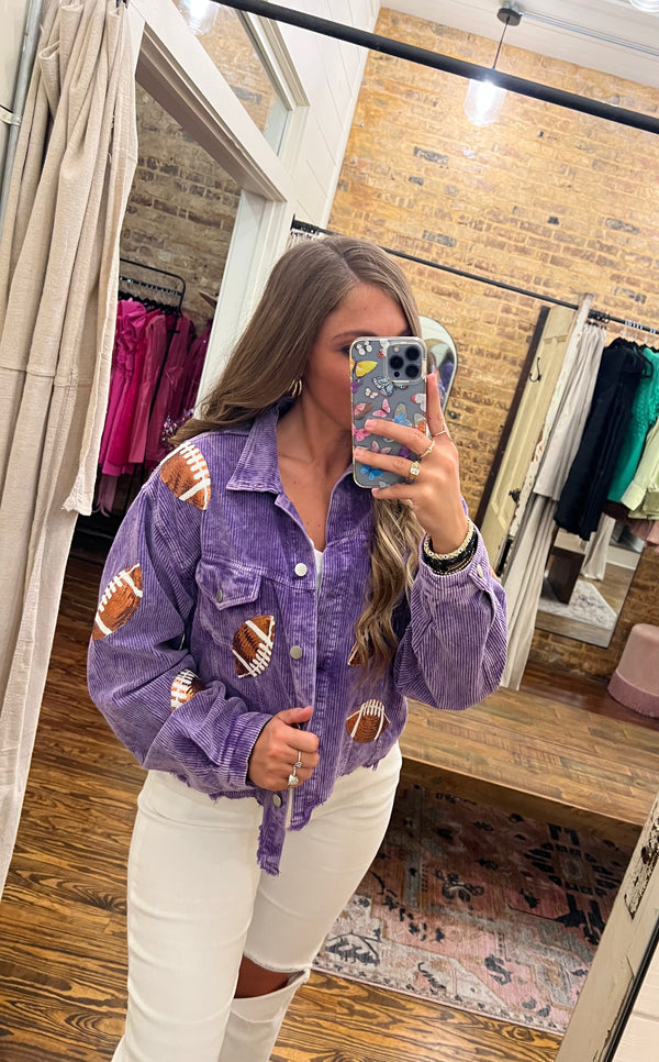Football Sequin Corduroy Jacket Purple