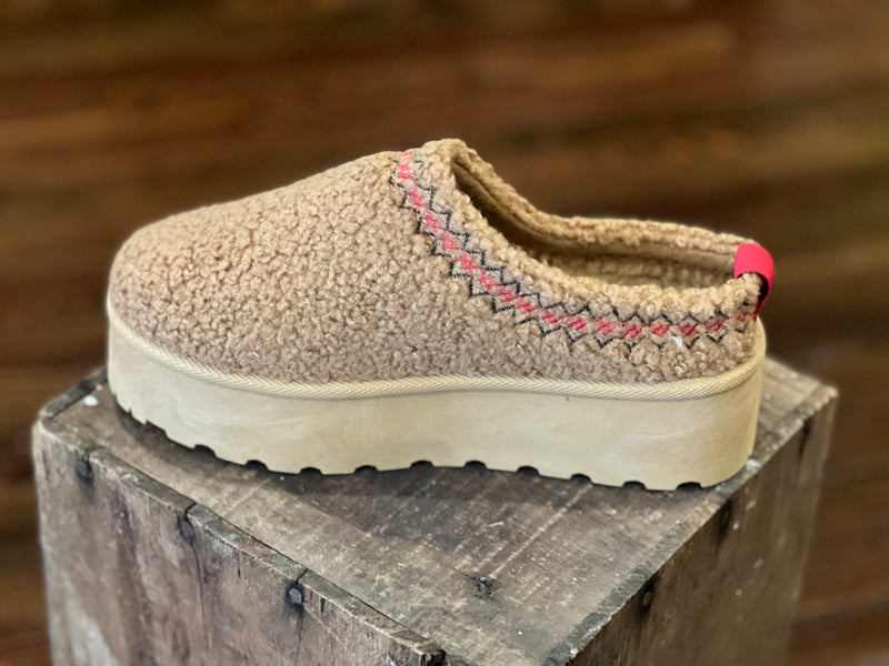 Teddy Fur Ugg Style Platform Slide Mule Chestnut Southern